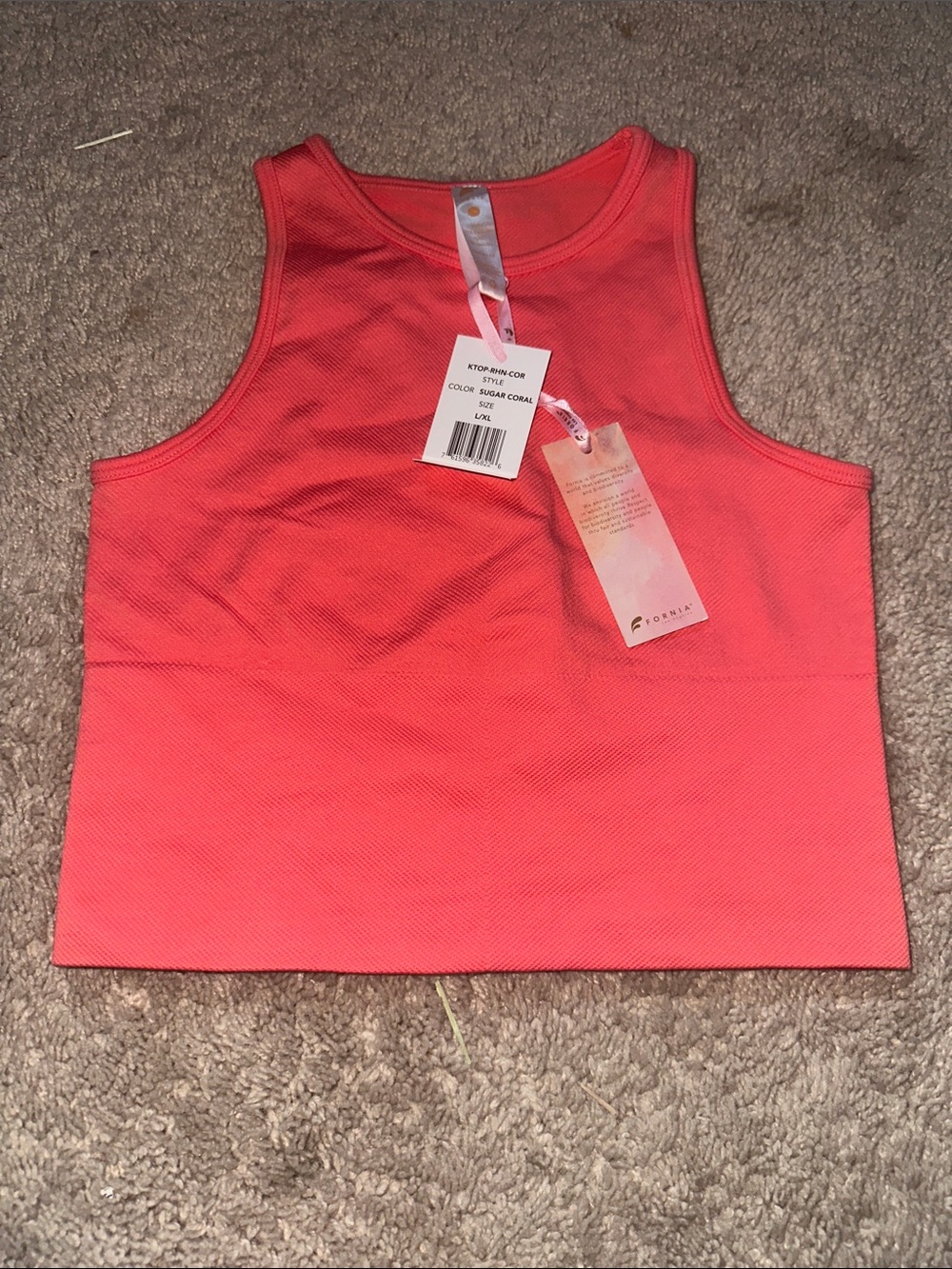 Sleeveless Coral Crop Tank Top/Workout Top